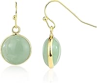 Dainty Green Jade Rose Quartz Dangle Earrings Women - Genuine Gemstones 14K Gold-Filled Hypoallergenic Drop Jewelry Gift