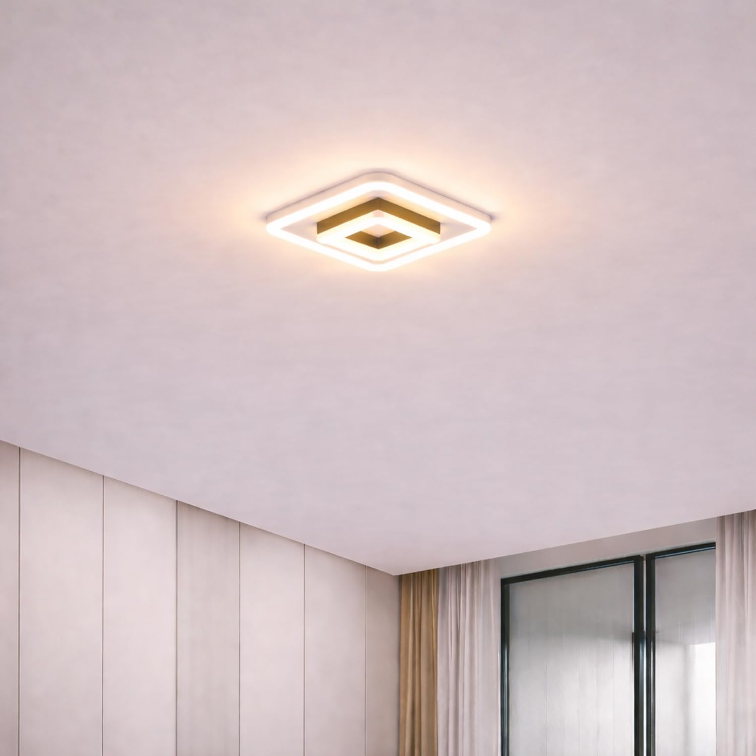 B.K.Jagan and Co LED Ceiling Light, Square, 20cm, 3 Colour Modes, Warm/Neutral/Cool White, Metal Frame with Acrylic Lampshade, Modern Style, for Bedroom & Corridor-image-21