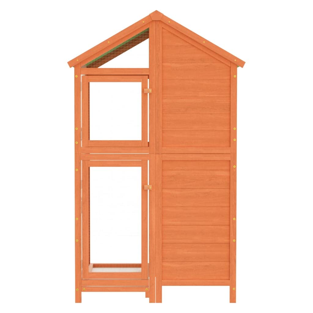 vidaXL Casita para pájaros Madera Maciza Pino marrón 97x81x152 cm, caseta para pájaros, Jaula pájaros, Jaula Loros, pajarera, casa Loros