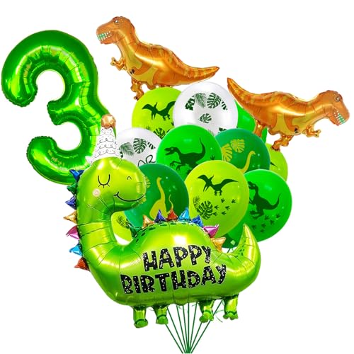 Image of Dinosaur Birthday Party Supplies, Dinosaurs Party Decorations 3 Year Old Foil Balloons for Boys and Girls