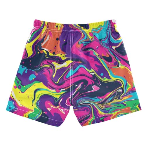Running Shorts Boys Beach Bathing Suits Drawstring Lined Beach Swimming2