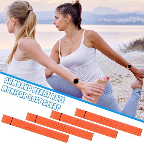 Oudain 4 Pcs Heart Rate Monitor Replacement Strap Band, Soft Heart Rate Monitor Armband Strap, Theory Fitness Adjustable(0.8 x 14.2 Inch,Orange)