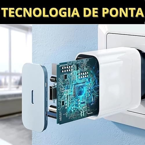 Cabo Tipo Usb-C-Usb-C 1m + Fonte Carregador Turbo 20W Android Rápido 3.1A Bivolt Compatível Sansung