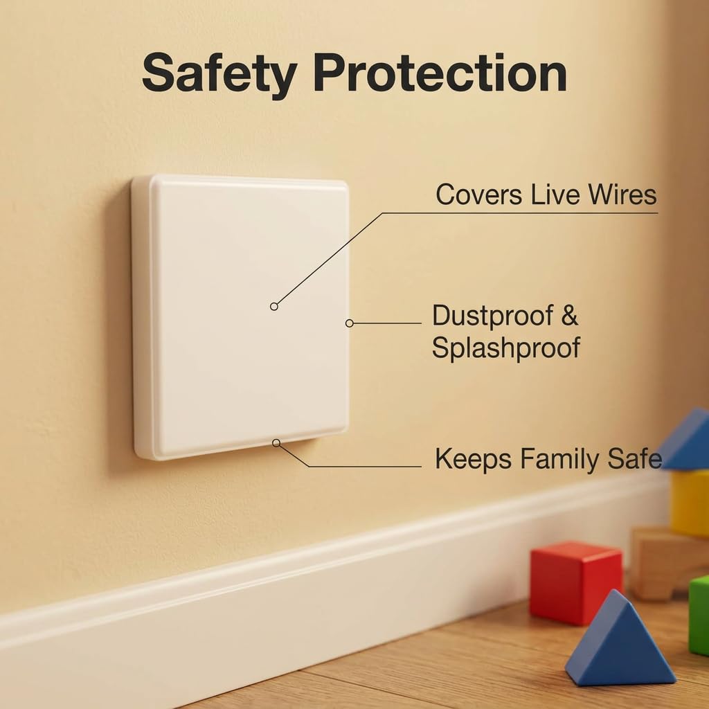 4 tapas ciegas para enchufe cuadrado blanco, cubierta universal para orificios de pared para caja empotrada, cubierta de plástico para enchufes no utilizados y cajas de interruptores en el hogar