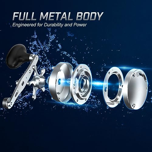 Image of Piscifun Chaos XS Baitcasting Fishing Reel, Reinforced Metal Body Round Baitcaster Reel, Smooth Powerful Saltwater Inshore Surf Trolling Reel, Conventional Reel for Catfish, Musky, Bass, Pike
