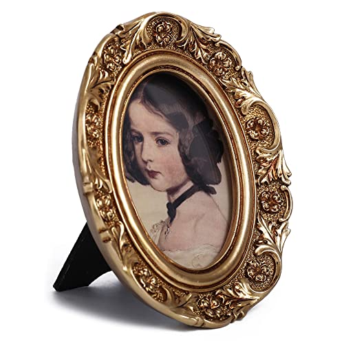 Vinlife Oval Picture Frames Vintage Gold Frame Mini Picture Frames 2.5X3.5 Small Vingate Picture Frames Gallery Wall Frames Ornate Frames Antique Picture Frames thumb #5