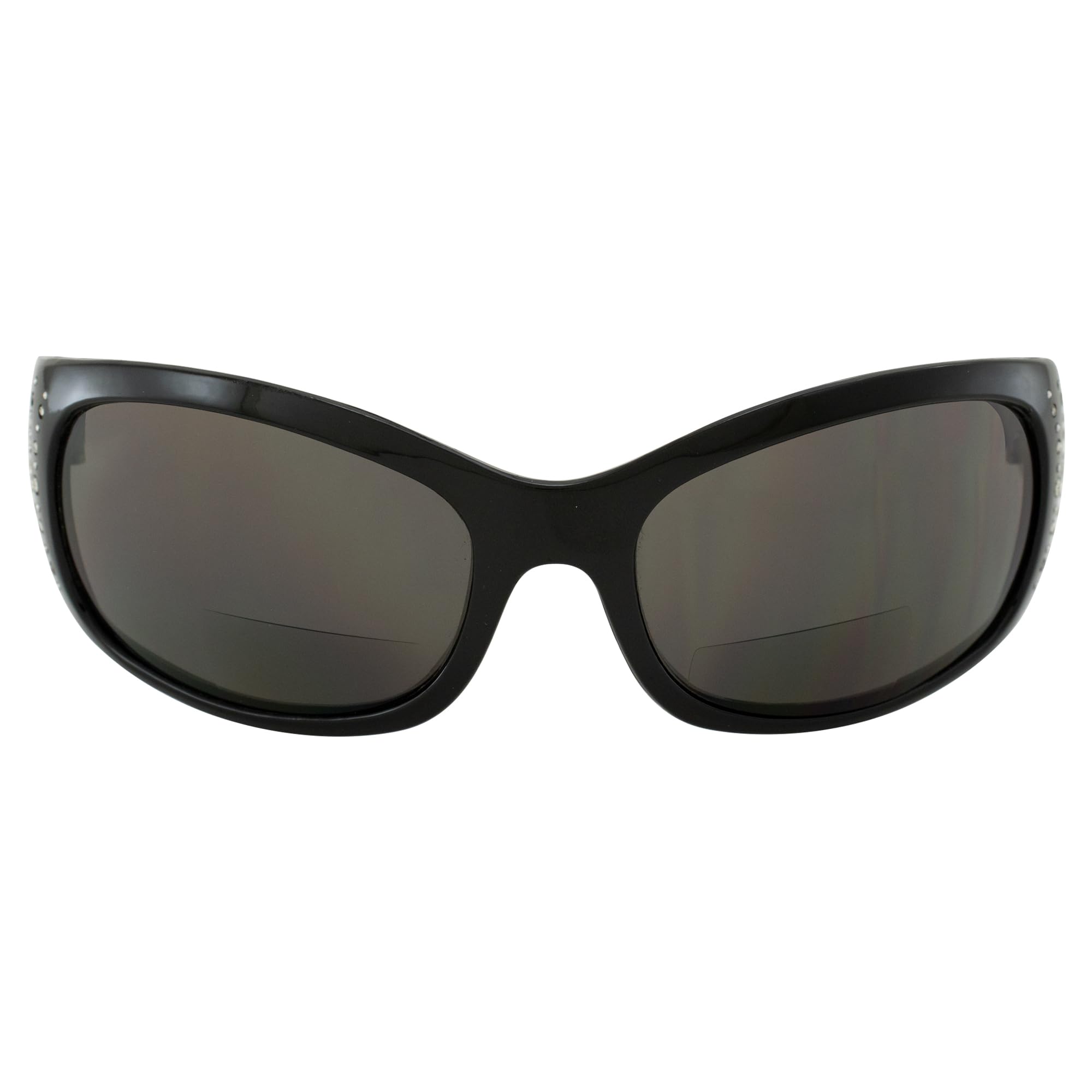 Global Vision Marilyn 2 Sonnenbrille mit Strasssteinen verziert, glänzender schwarzer Rahmen, 3,0 x Vergrößerung, rauchfarbene Gläser