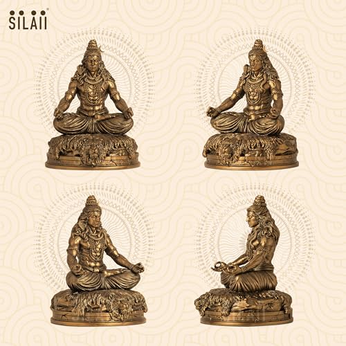 Image of SILAII Lord Shiva Meditation Statue - 9 INCH Mahadev Murti | Spiritual Home Decor Showpiece | Ideal for Meditation, Yoga & Prayer Room