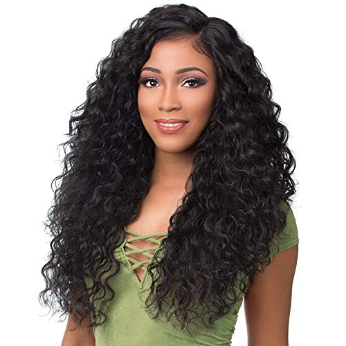 Water Wave Malaysia Human Hair Lace Front Wigs Curly Free Part Front Lace Wigs with Bleached Knots Baby Hair for Black Women (16inch)