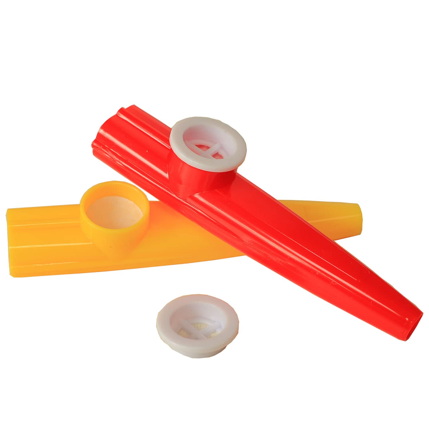 Crystaljun Kazoos de plástico con 20 diafragmas de flauta Kazoo, instrumentos musicales Kazoo multicolor (ocho colores)