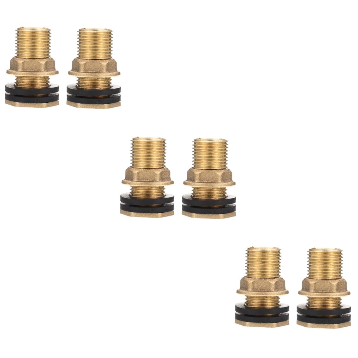 Unomor 3sets Rain Connect Fittings Double Threaded Water Tubs Connector Bulkhead Water Tank Connector 2pcs*3