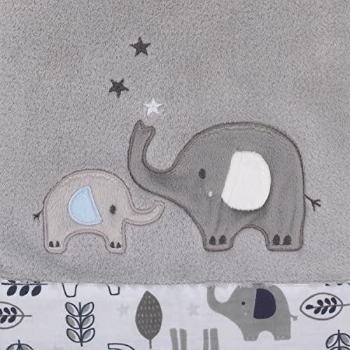 Nojo Love You To The Moon - Grey And White Super Soft Plush Baby Blanket With Elephant Applique #TOP1
