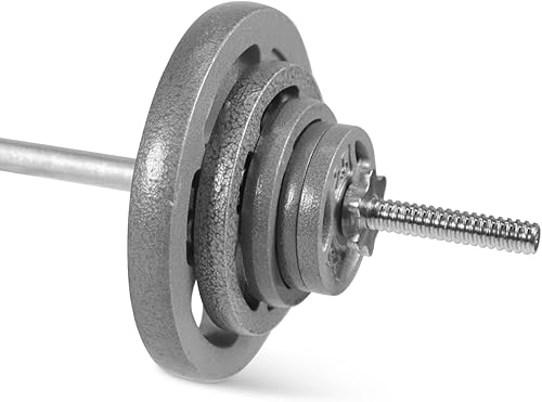 WF Athletic Supply Juego de pesas de mancuernas ajustables con rizo EZ moleteado cromado de 1 pulgada o mango de barra recta, entrenamiento de