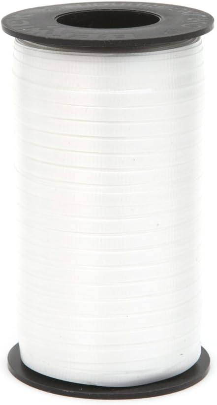 1 01 3/16" Wide Splendorette Crimped Curling Ribbon for Gift Wrapping and Hair Bows, 500-Yard Spool, White