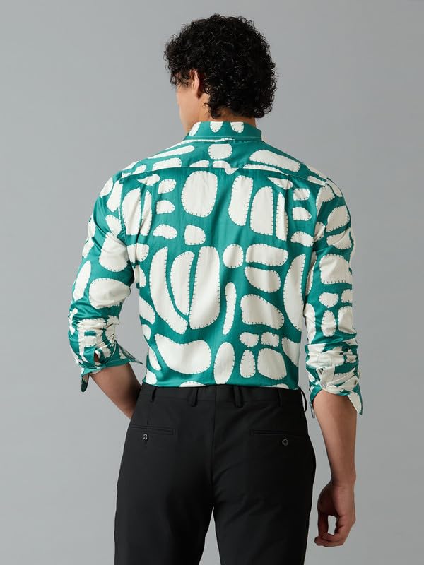 Image of Men's Printed Regular Fit Full Sleeves Cotton Formal Shirt
