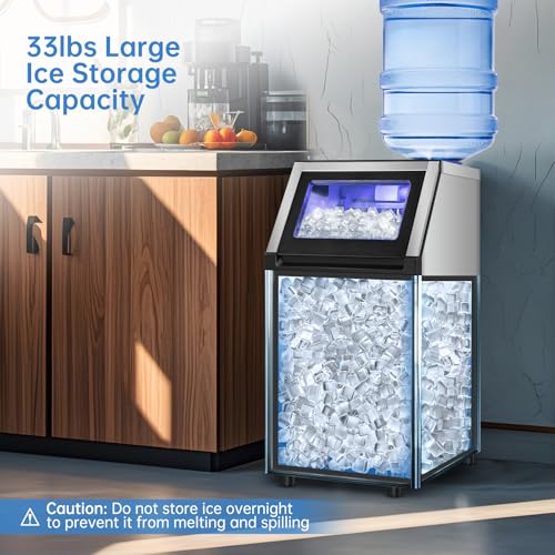 Image of 200LBS Undercounter Commercial Ice Maker, Under Counter Built-in Freestanding Commercial Ice Machine, Adjustable Ice Maker, Dual Water Ice Machine - for Bar, Restaurant, Cafe, Hotel