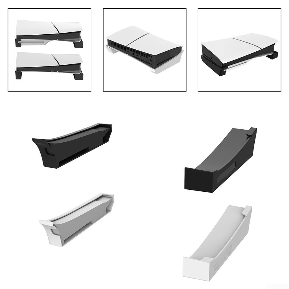Soporte horizontal para PS5 Pro para discos y ediciones digitales, base de consola de juegos ABS con diseño que ahorra espacio, plataforma segura estable para configuración blanca o negra (blanco)