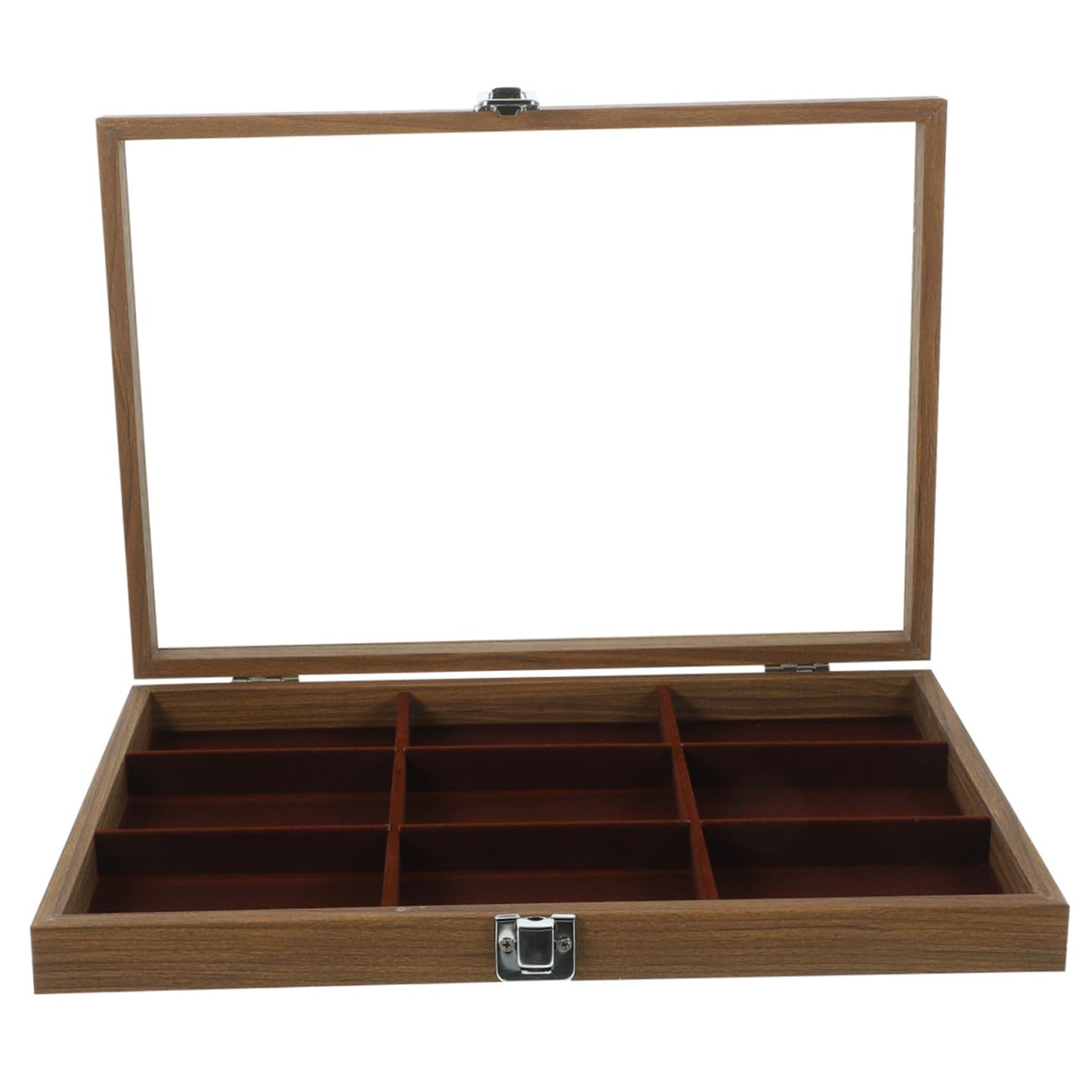STOBAZA Retro Schmuckkästchen mit Glasdeckel, 9-fächer