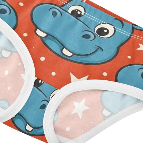 Cute Blue Cartoon Hippo Red Girl Panties Cute Toddler Girls Underwear Cotton Fancy Kids Briefs Undies 2t4