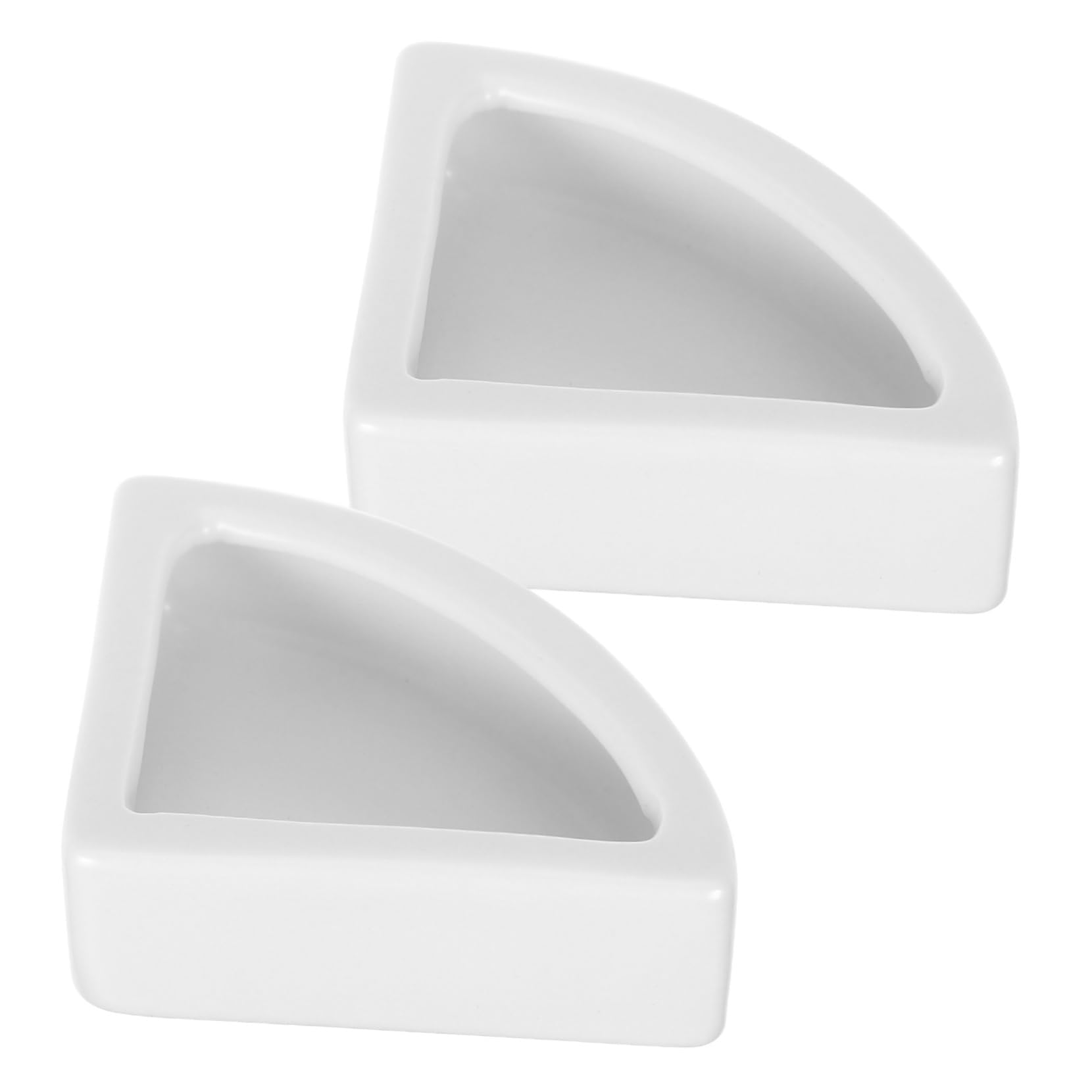 MERRYHAPY 2Pcs Medium Triangle Ceramics Reptile Bowl Escape Feeding Dish for Lizard and Gecko Easy to Water Storage Basin White