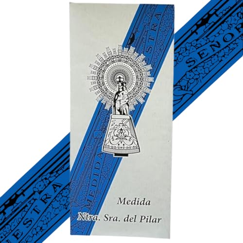 GENPURI Cinta Virgen del Pilar Bendecida– Medida Original 36,5 cm – Pulsera de Seda 40 cm – Colores Disponibles – Símbolo de Fe, Devoción y Tradición Española – Unisex (Azul oscuro)