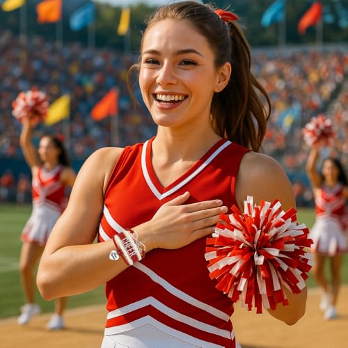 Sportybella Cheer Captain Charm Bracelet- Captain Cheerleading Bracelet- Cheer Jewelry - Gift For Cheerleader (Red/White)3