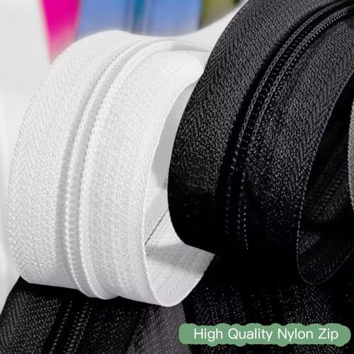 XYUXWLG Zips for Sewing, No.3 Nylon Zipper Chunky Plastic Open-Ended Zip Fasteners for Sewing, Crafts, Clothing (46cm/18in, white) - Image 4