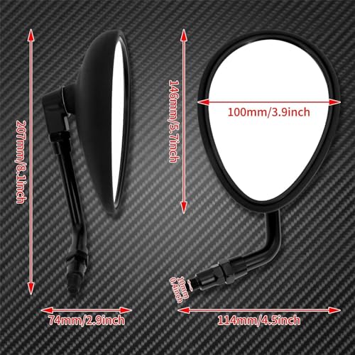 Espejo lateral retrovisor universal 10mm compatible con motos de 2016 a 2020 5