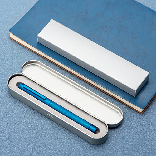 Image of Hongdian 1851 Sky Blue Forest Fountain Pen Blade Nib Classic Design Calligraphy Pen with Converter and Metal Pen Case Set