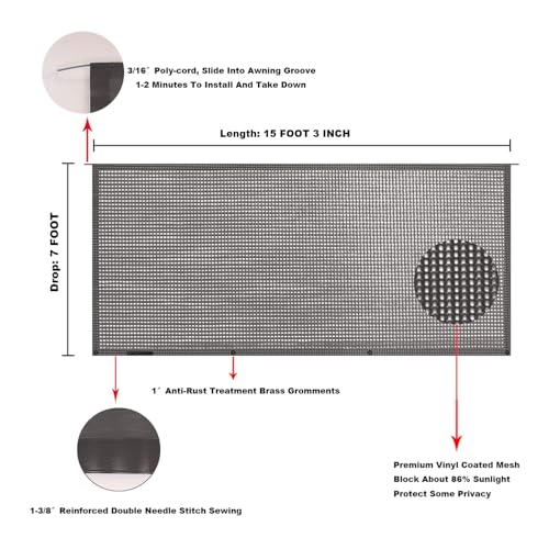 Image of RV Awning Mesh Sun Shade Screen for Motorhome Camper Trailer Sunshade