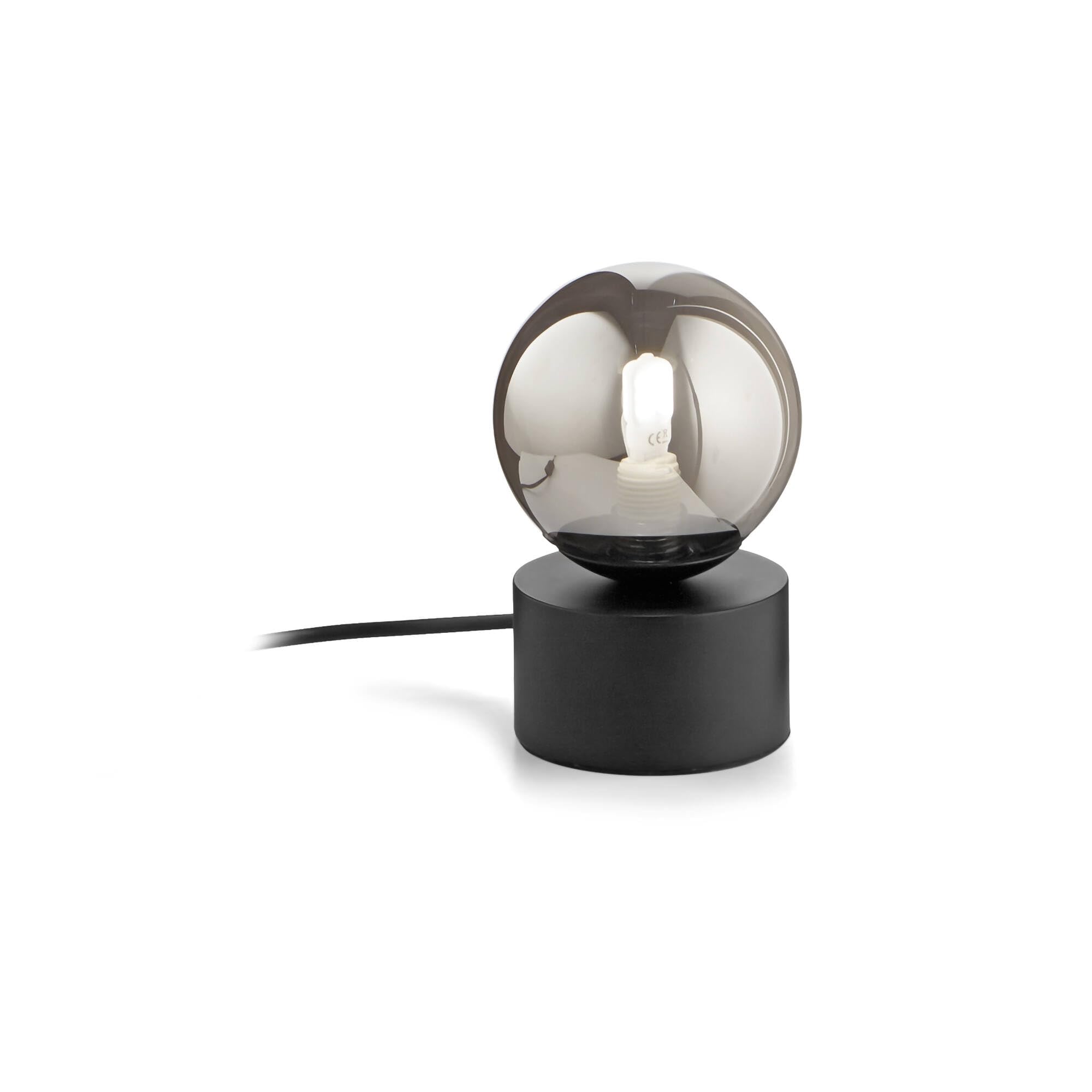 Ideal Lux PERLAGE Lampada da tavolo Globe nera, interruttore integrato, non dimmerabile