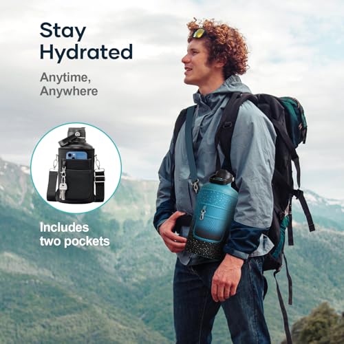 Image of BUZIO 1 Gallon Water Bottle Insulated with Dust-Proof Straw & Spout Lids