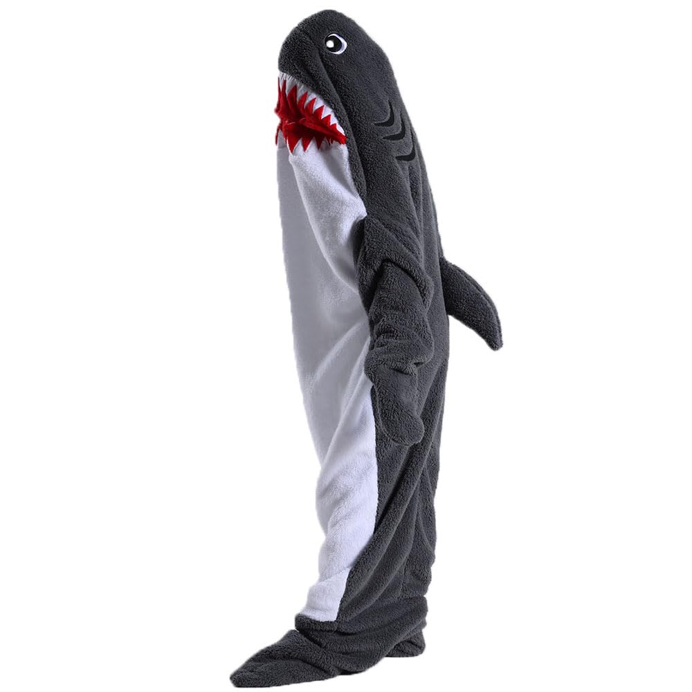 Couverture à capuche en forme de requin pour adultes, couverture super douce et confortable, sac de couchage, cosplay, couverture cadeau