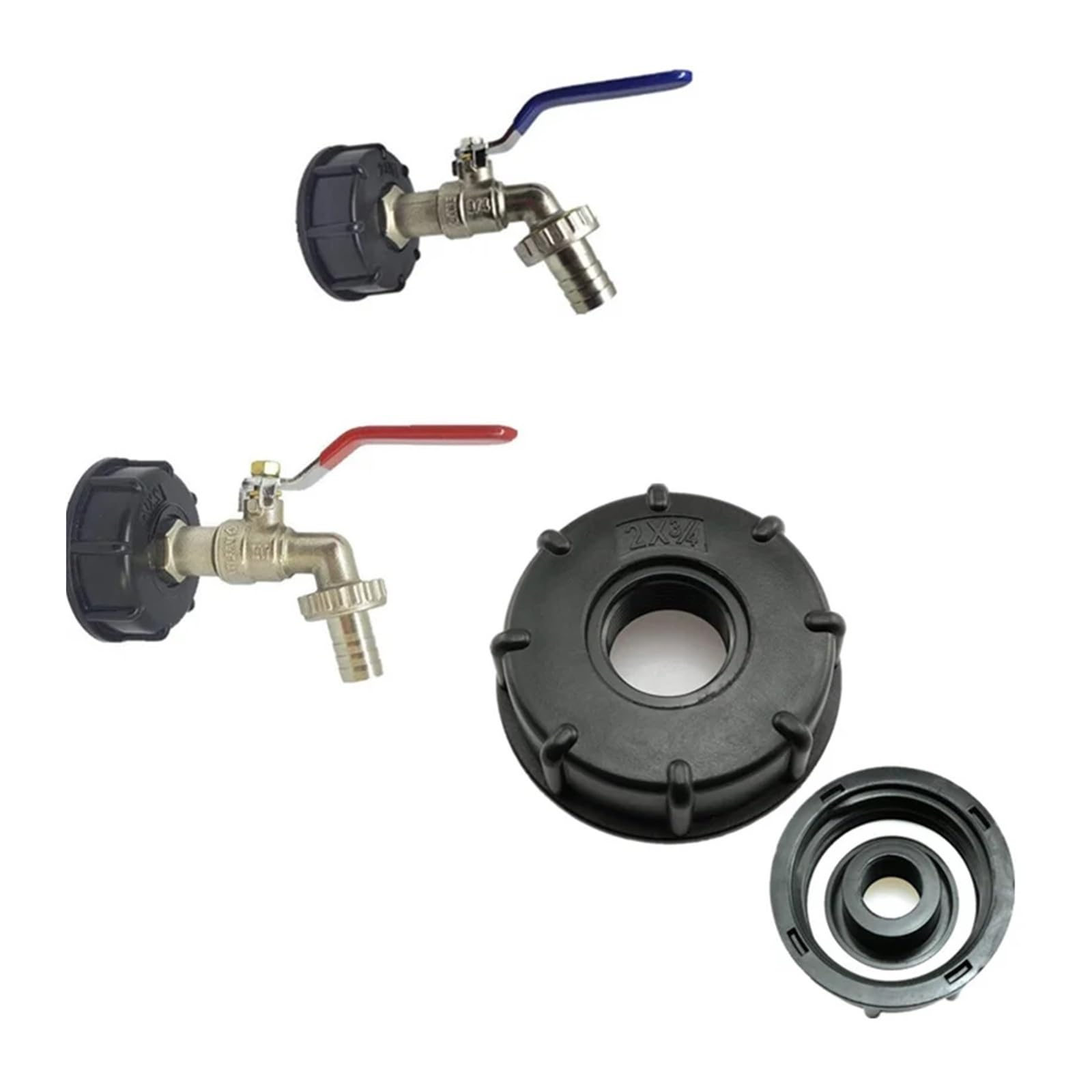 złącze kranu, Adapter do kranu zbiornika IBC S60*6 z gwintem grubym na 1/2'' 3/4'' 1" Zawór wymienny 1 szt.(A)