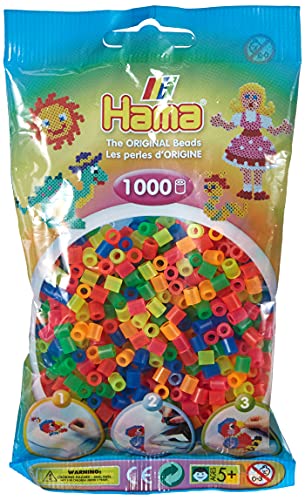 Hama - 207-51 - Loisirs Créatifs - Perles et Bijoux - Sachet 1000 Perles Néon Mixte