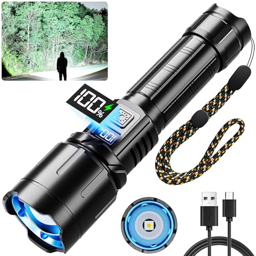 Rechargeable Flashlight 990000 High Lumen, Brightest LED Flashlights with IPX7 Waterproof, Zoomable, 6 Lighting Modes Super Bright Flash Light, Tactical Flash Light for Outdoor, Camping, Emergency