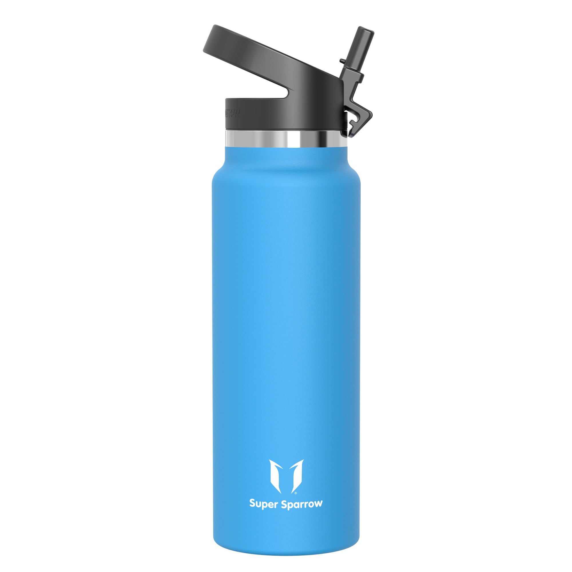 Super Sparrow Borraccia Termica - 500ml, 750ml, 1000ml, 1.2L, 1.5L- SwivelSip Inox Bottiglia - Senza BPA Borracce Termiche, Borraccia Ergonomica per Bambini, Sportiva, Bici, Campeggio, Palestra