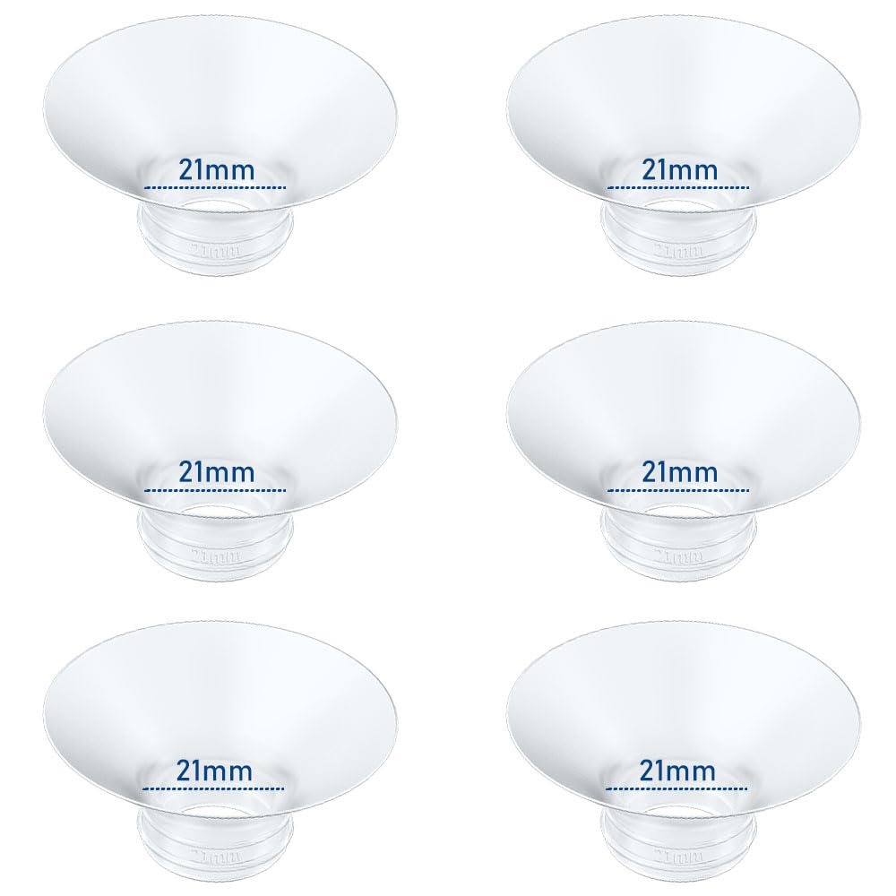 Flange Insert 21mm 6pcs Compatible with Momcozy M5/M9/M6/S12 Pro/V1 Pro/V2 Pro,for Spectra/Medela/MomMed/eufy/Lansinoh/Elvie Breast Pump, Fit for 24mm Flange/Shield of Most Pumps, Breastfeeding Parts