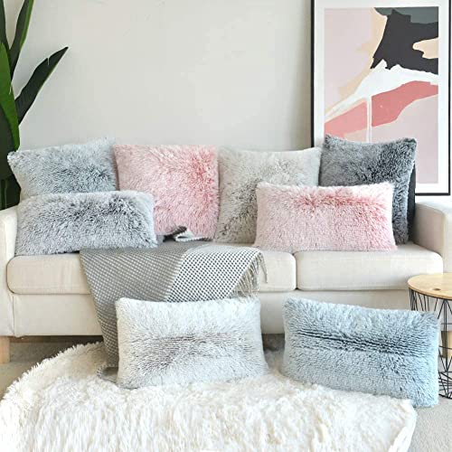 Image of Lumbar Faux Fur Throw Pillow Covers for Couch Decorative Pillows 12x20