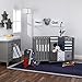 Disney Mickey Mouse 4 Piece Hello World Denim/Star/Icon Nursery Crib Bedding Set, Navy, Grey, White