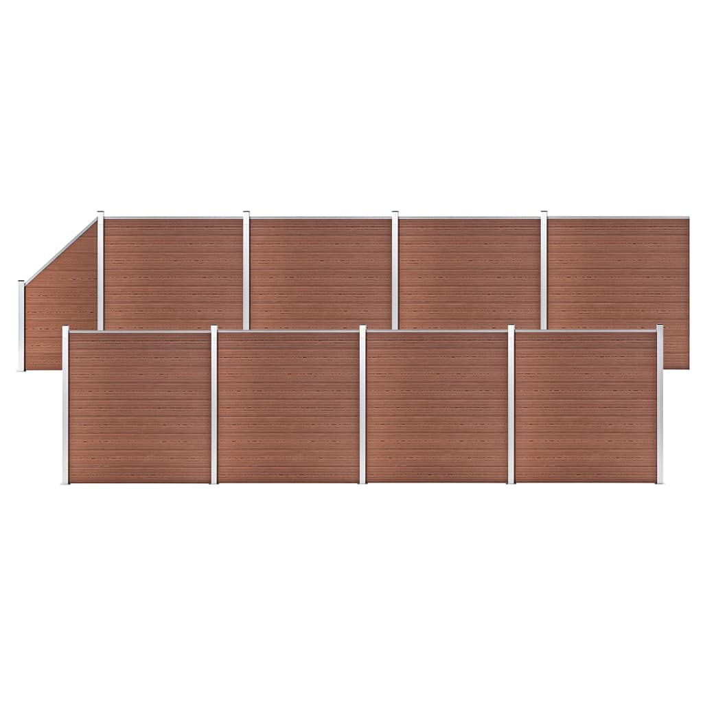 vidaXL Pannelli Recinzione 8 Quadrati 1 Inclinato 1484x186cm Marrone