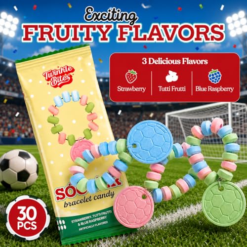 30 Pack Soccer Bracelet Candy sabores variados miniatura 2