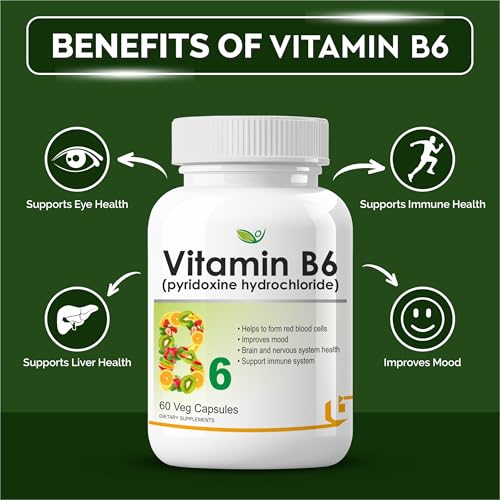 Image of Biotrex Nutraceuticals Vitamin B6 (Pyridoxine Hydrochloride) Supplement | 60 Veg Capsules