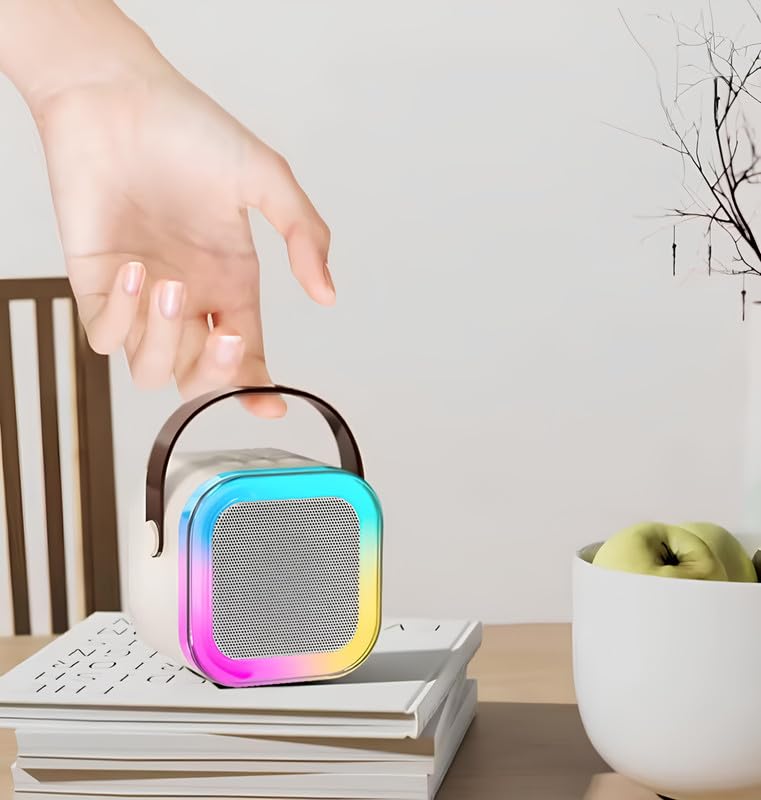 Image of K12 Wireless Karaoke mic with Speaker Bluetooth: Bluetooth-Enabled Wireless Karaoke Mic Speaker with Multiple Compatibility Modes, RGB Lighting, and Party Speaker 1
