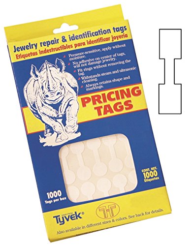 1000 Pcs Price Tags Stickers 12mm Barbell Jewelry Display Rectangle Shape (White)