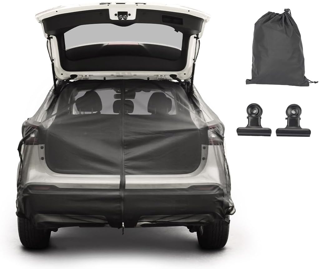 Car Tailgate Mesh Screen for SUV Mosquito Net for Car Tent Magnetic Bug Net for Van with Two-Way Zipper,Breathable Tailgate Bug Mesh,UV Protection,Privacy Protection,Car Camping Accessories