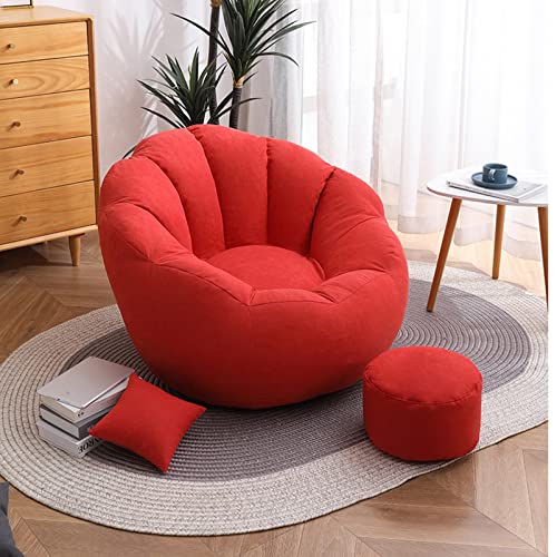 DTLEO Sillones Suaves Puff Funda para Sillón Sofá Perezoso Fundas Clásicas de Puff (SIN Relleno) Infantiles o Cojin de Suelo para Decoracion Habitacion Juvenil,Rojo