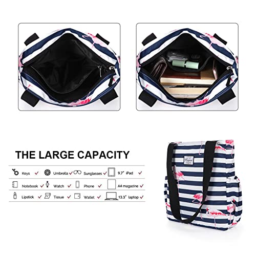 Image of KAMO Floral Tote Bag - Waterproof Lightweight Handbags Travel Shoulder Bag for Hiking Yoga Gym Swimming Travel Beach