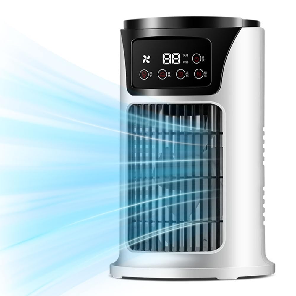 USB Mini Tischventilator mit 6 Geschwindigkeiten 300ml Wasserkühlung Sprühluftbefeuchter kleine mobile Klimaanlage Luftkühler für Zuhause Schlafzimmer Büro Studentenwohnheim Schwarz