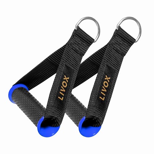 LIVOX Imported Heavy Duty Tricep Fitness Ropes + Snap Hook + D Handle Cable attachmenta (Imported) Triceps Bar (Black) (Pack of 1)